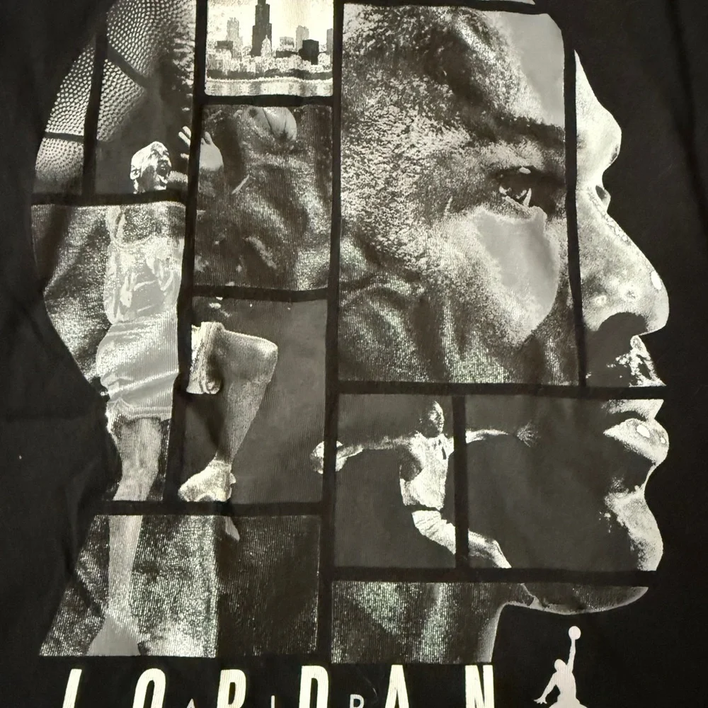 Air Jordan Black and White Graphic Men's Short Sleeved T-shirt with Jordans face
